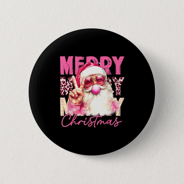 Merry Christmas Santa Bubble Gum Nk Xmas Family Me Button (Vorderseite)