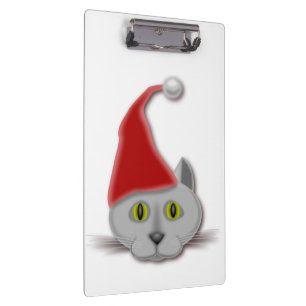 "MERRY CHRISTMAS" SANTA CAT KLEMMBRETT