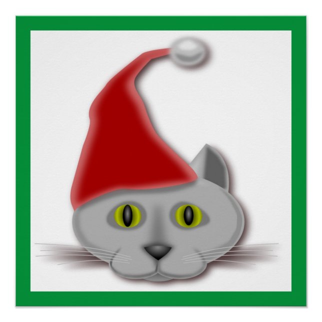 "MERRY CHRISTMAS" SANTA CAT POSTER (Vorderseite)