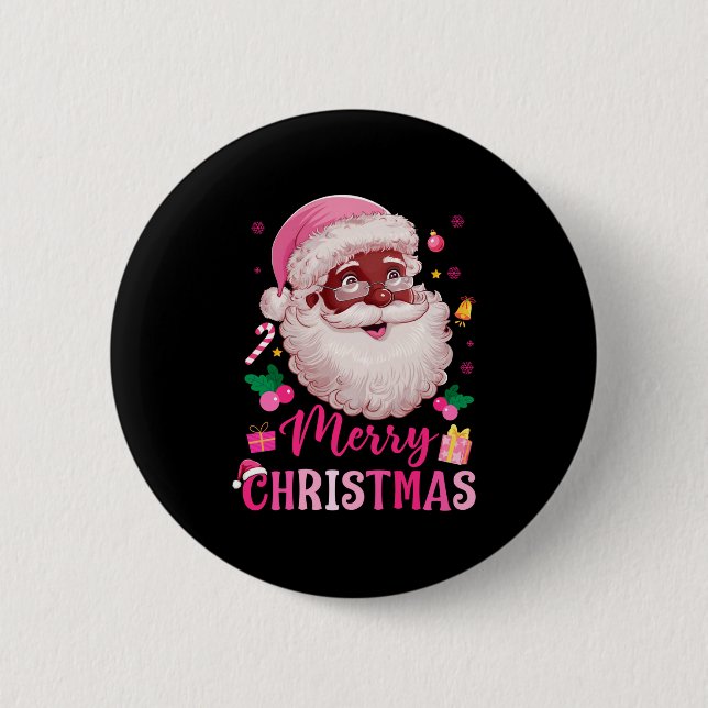 Merry Christmas Santa Claus Black Afro African Ame Button (Vorderseite)