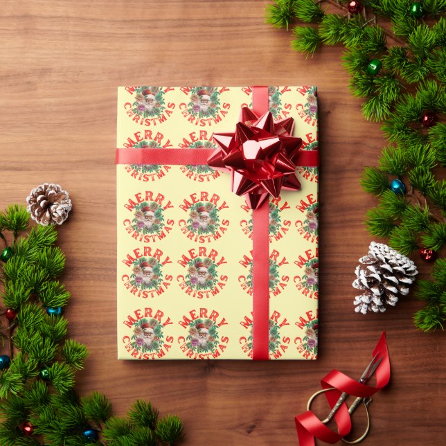 MERRY CHRISTMAS SANTA CLAUS BLOSSOM BLUME GESCHENKPAPIER (Feiertagsgeschenk)