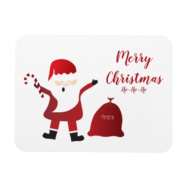 Merry Christmas Santa Claus Candy Cane Magnet (Horizontal)