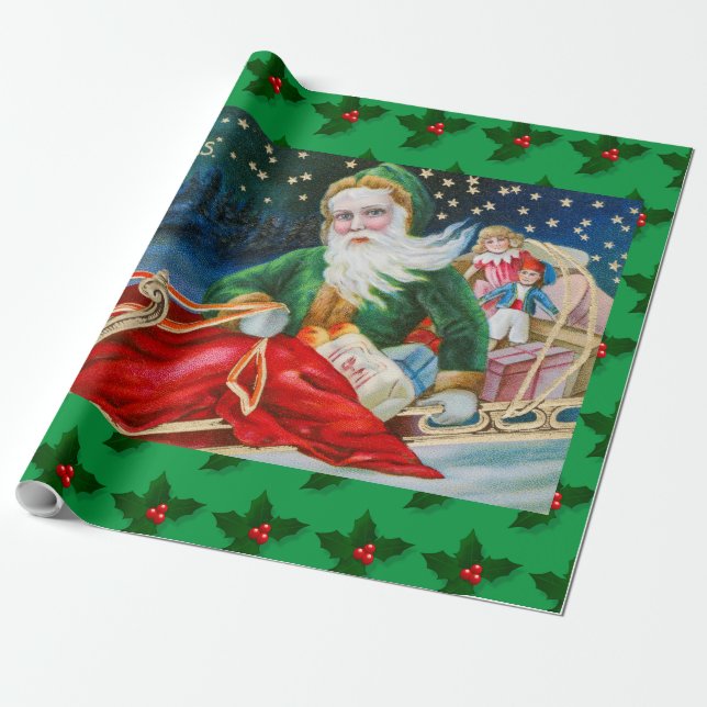 MERRY CHRISTMAS SANTA CLAUS GESCHENKPAPIER (Ungerollt)