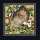Merry Christmas Santa Claus Holly Kiste<br><div class="desc">Eine klassische Vintage Weihnachtskarte mit Weihnachtsmann und Weihnachtskarte. Diese Weihnachtsillustrierung basiert auf einer altmodischen Weihnachtskarte aus der Viktorianischen Zeit des 18. Jahrhunderts, mit einem klassischen Santa, der uns anlächelt.</div>
