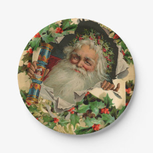 Merry Christmas Santa Claus Holly Pappteller