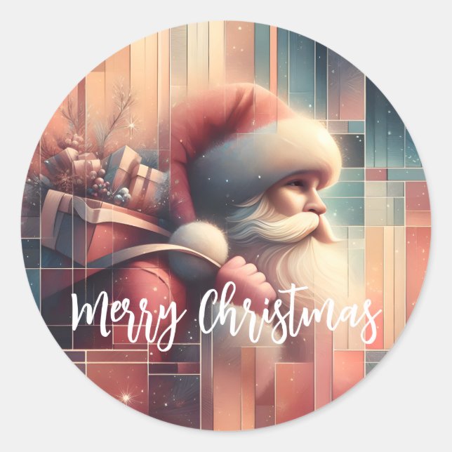 Merry Christmas Santa Claus  Runder Aufkleber (Vorderseite)