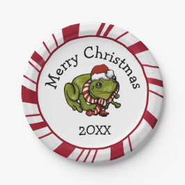 Merry Christmas Santa Frog Plates Pappteller