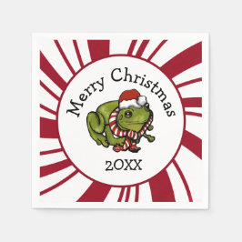 Merry Christmas Santa Frog Serviette