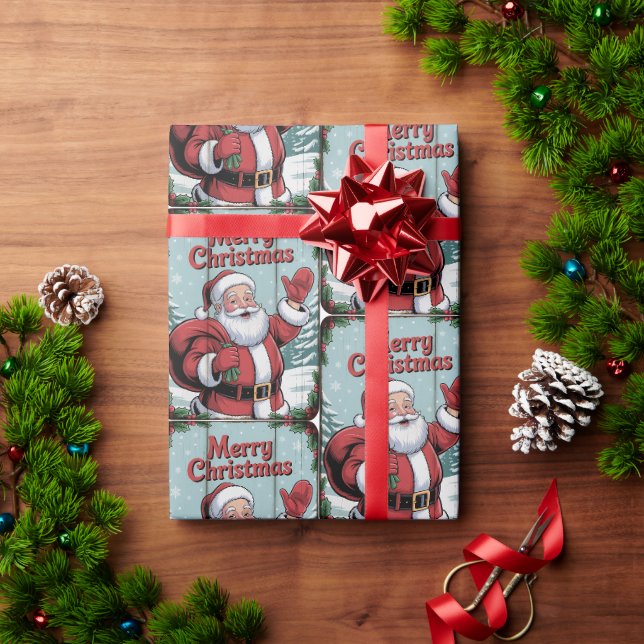 Merry Christmas Santa Holiday Christmas  Geschenkpapier (Feiertagsgeschenk)