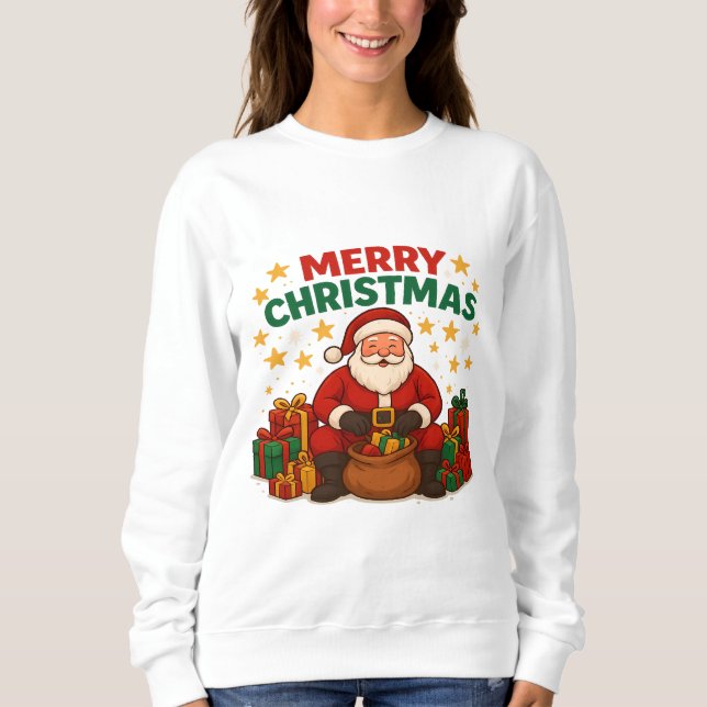 Merry Christmas Santa Holiday Sweatshirt Women (Vorderseite)