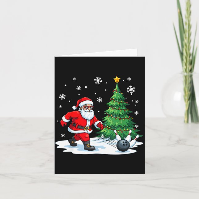 Merry Christmas Santa Playing Bowling Srt Lovers  Karte (Vorderseite)