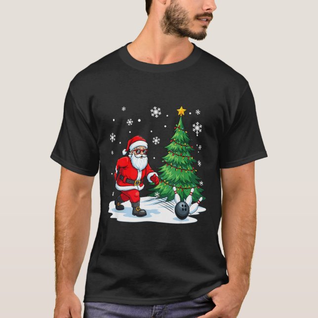 Merry Christmas Santa Playing Bowling Srt Lovers  T-Shirt (Vorderseite)