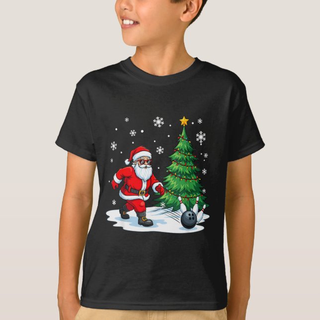 Merry Christmas Santa Playing Bowling Srt Lovers  T-Shirt (Vorderseite)