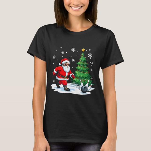 Merry Christmas Santa Playing Bowling Srt Lovers  T-Shirt (Vorderseite)