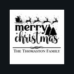 Merry Christmas Santa Sleigh Fir Trees Familiennam Permastempel<br><div class="desc">Weihnachten Weihnachten Weihnachtsfeiertag Brandbaum Familienname Design ==========</div>
