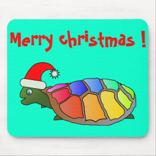 "MERRY CHRISTMAS" SANTA TURTLE MOUSEPAD