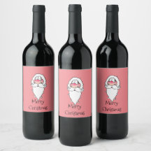 Merry Christmas Santa Wine Bottle Labels