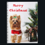 Merry Christmas Santa Yorkie with Christmas Tree Notizblock<br><div class="desc">Merry Christmas Santa Yorkie with Christmas Tree
Cute Yorkshire Terrier</div>