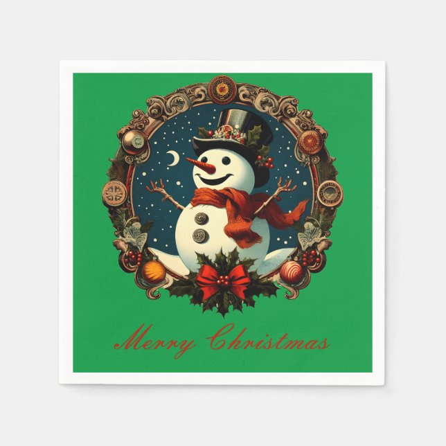Merry Christmas - Schneemann Serviette (Vorderseite)