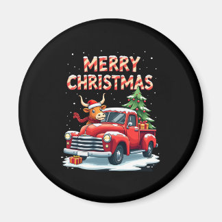 Merry Christmas Scottish Highland Cow Xmas Farm An Magnet