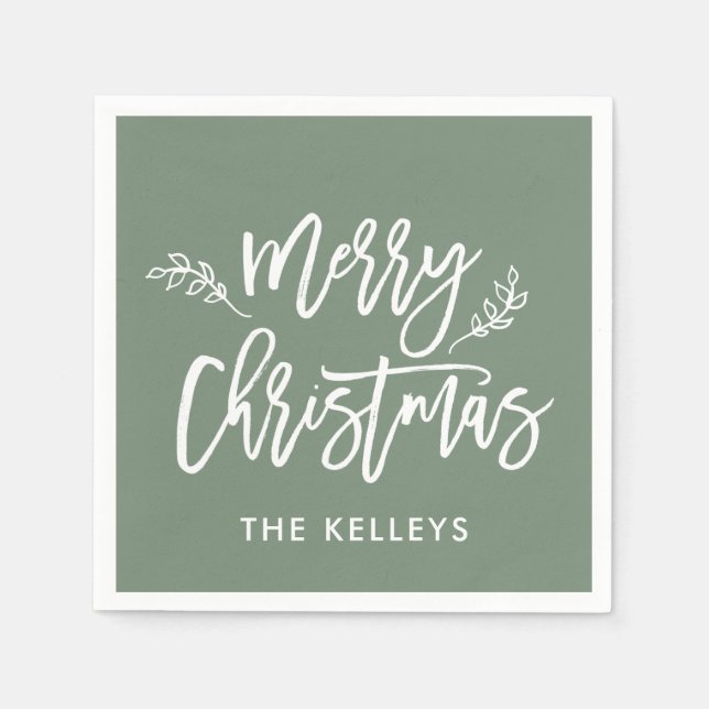 Merry Christmas Script Custom Color Personalisiert Serviette (Vorderseite)