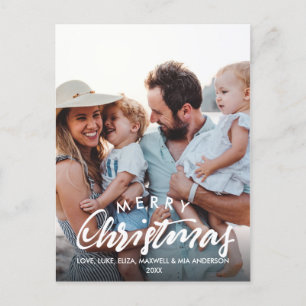 MERRY CHRISTMAS Script Personalisiert Foto Feiertagspostkarte