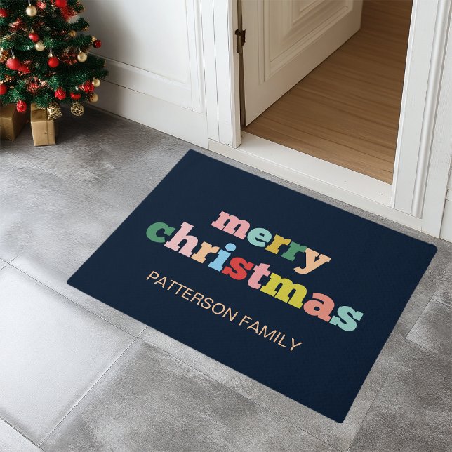 MERRY CHRISTMAS Script Typografy Custom Family Fußmatte (MERRY CHRISTMAS Script Typography Custom Family Doormat)