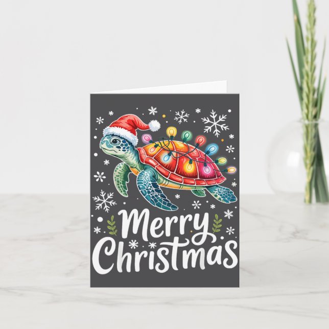 Merry Christmas Sea Turtle Christmas Lights Santa  Karte (Vorderseite)