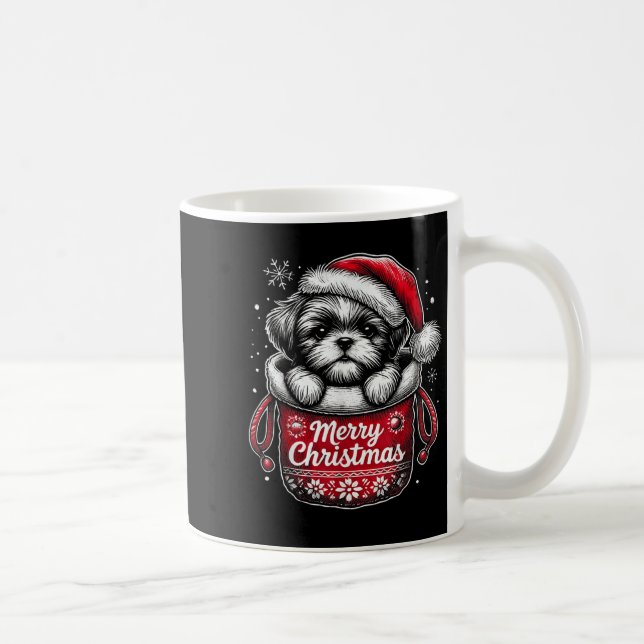 Merry Christmas Shih Tzu Graphic Tee  Kaffeetasse (Rechts)