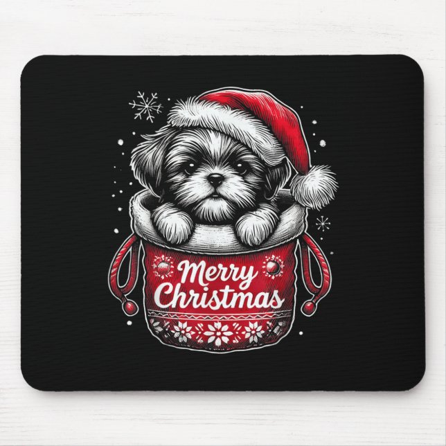 Merry Christmas Shih Tzu Graphic Tee  Mousepad (Vorne)