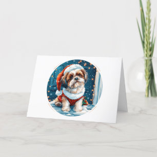 Merry Christmas Shih Tzu Santa Dog Feiertagskarte