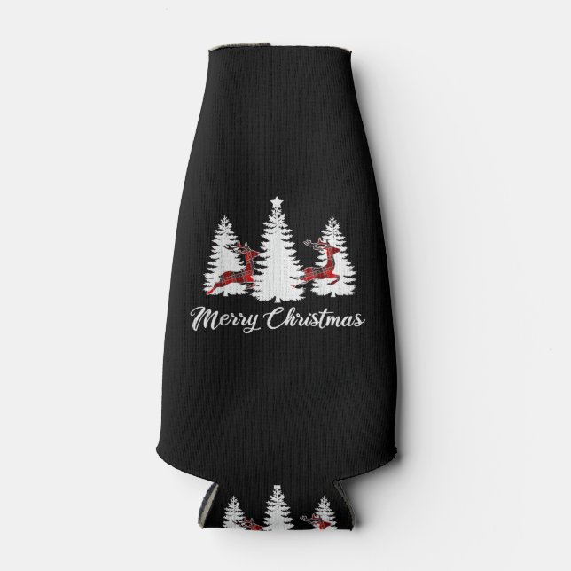 Merry Christmas Shirt for Women Buffalo Plaid Rein Flaschenkühler (Vorderseite)