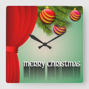 "MERRY CHRISTMAS"-SIGN QUADRATISCHE WANDUHR