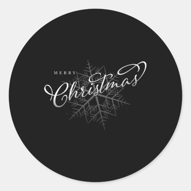 Merry Christmas Silver Snowflake T Shirt  Runder Aufkleber (Vorderseite)
