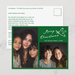 MERRY CHRISTMAS Simple Dove CUSTOM 2 FOTO Urlaub Postkarte
