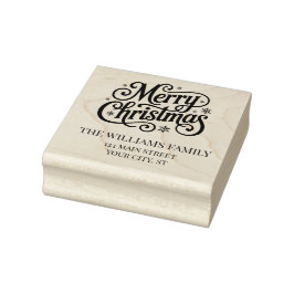 Merry Christmas simple script return address Gummistempel