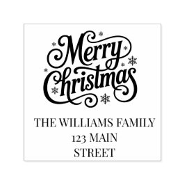 Merry Christmas simple script return address Permastempel