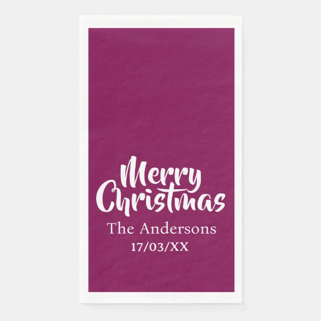 Merry Christmas Simple Stylish Modern Minimal Mono Serviette (Vorderseite)