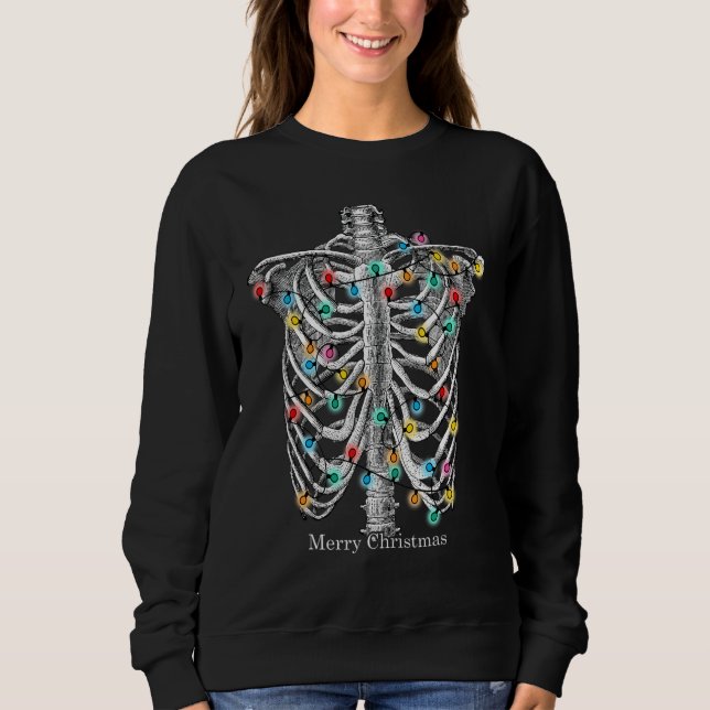 Merry Christmas Skeleton Ribcage With String Of Li Sweatshirt (Vorderseite)