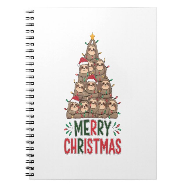 Merry Christmas Sloth Tree Notizblock (Vorderseite)