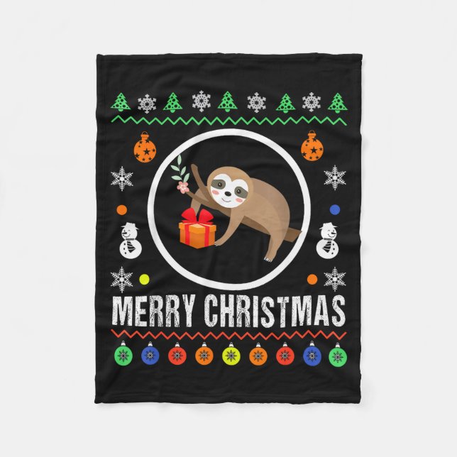 Merry Christmas Sloth Ugly Sweater Xmas Knit Sloth Fleecedecke (Vorderseite)