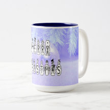 Merry Christmas Snow People Font Blue Tint Snow
