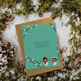Merry Christmas Snowman Duo– Winter Lights on Teal Dankeskarte