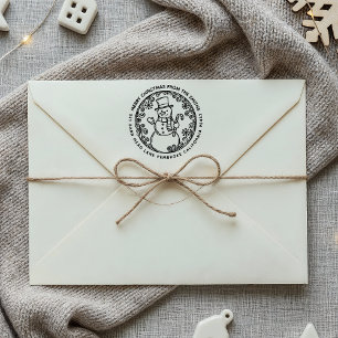 MERRY CHRISTMAS Snowman Familienname Rücksendeadre Permastempel