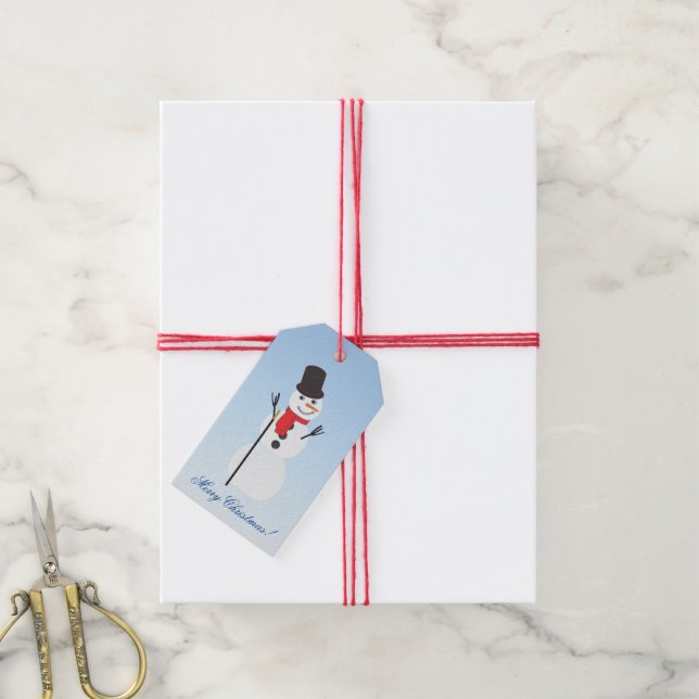 Merry Christmas! Snowman Gift Tags Geschenkanhänger (Mit Garn)