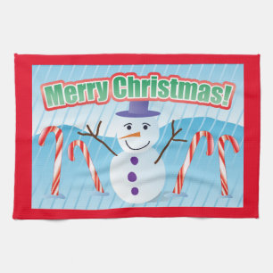 MERRY CHRISTMAS SNOWMAN KITCHEN TOWEL GESCHIRRTUCH