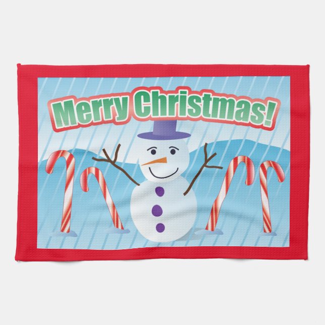 MERRY CHRISTMAS SNOWMAN KITCHEN TOWEL GESCHIRRTUCH (Horizontal)