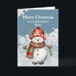 Merry Christmas Snowman Sister Karte<br><div class="desc">Das Lächeln eines Schneemanns, so warm und hell, genau wie unsere Freundschaft, pure Freude. Frohe Weihnachten, meine liebe Schwester Mai unser Lachen nie enden.</div>