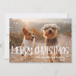 Merry Christmas Snowy Frame Photo Feiertagskarte