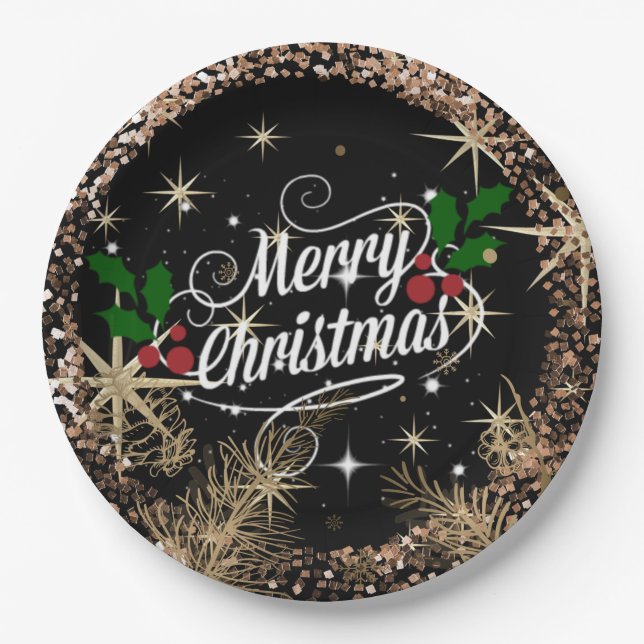 Merry Christmas, sparkle, glitter and shine, Pappteller (Vorderseite)